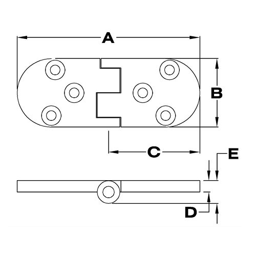 Flush Mount Hinges, Bottom Pin 2