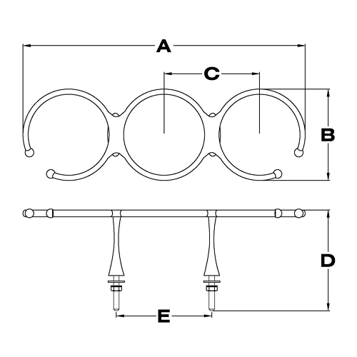 3-Cup Drink Holders, Stud Mount 2